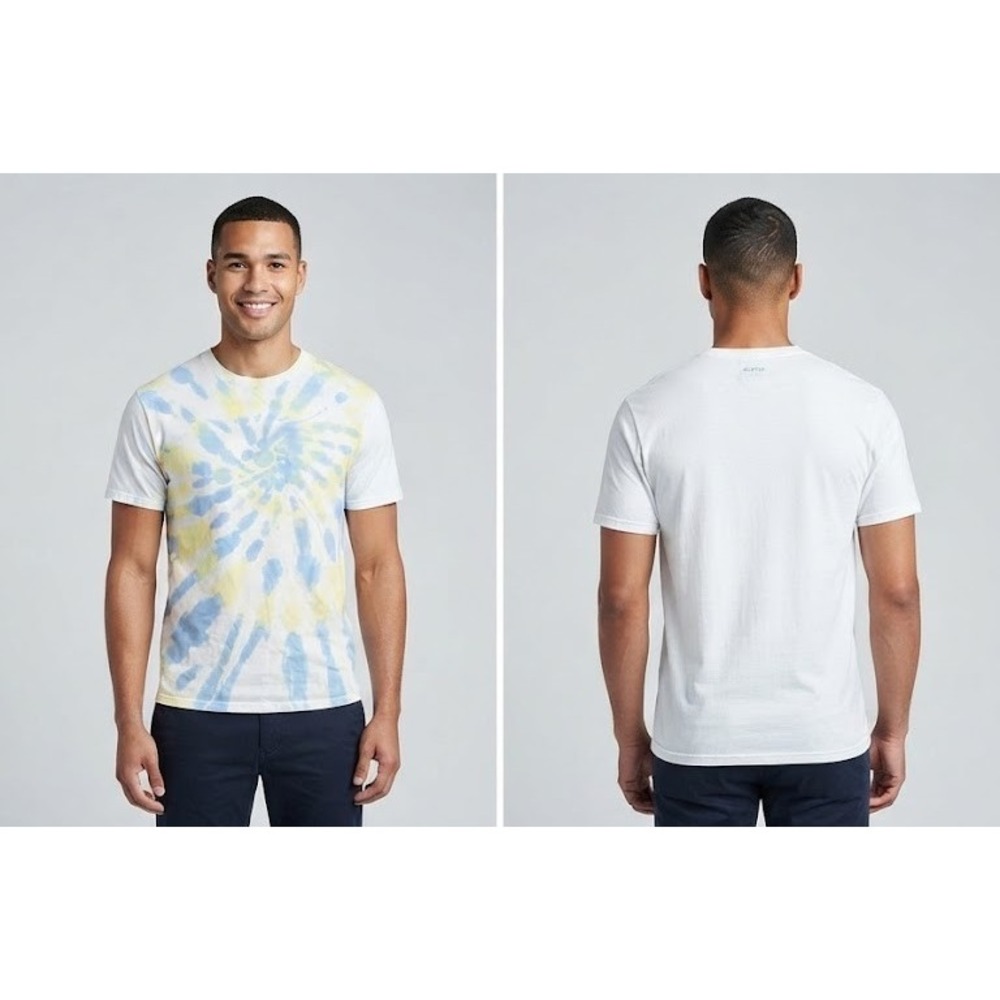 Uniqlo UT Disney T-Shirt Unisex XS Blue Yellow Spiral Tie Dye Short Sleeve